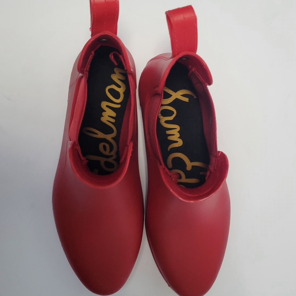 New Women's Size 6 Sam Edelman Red Rain Boots - Picture 2 of 11